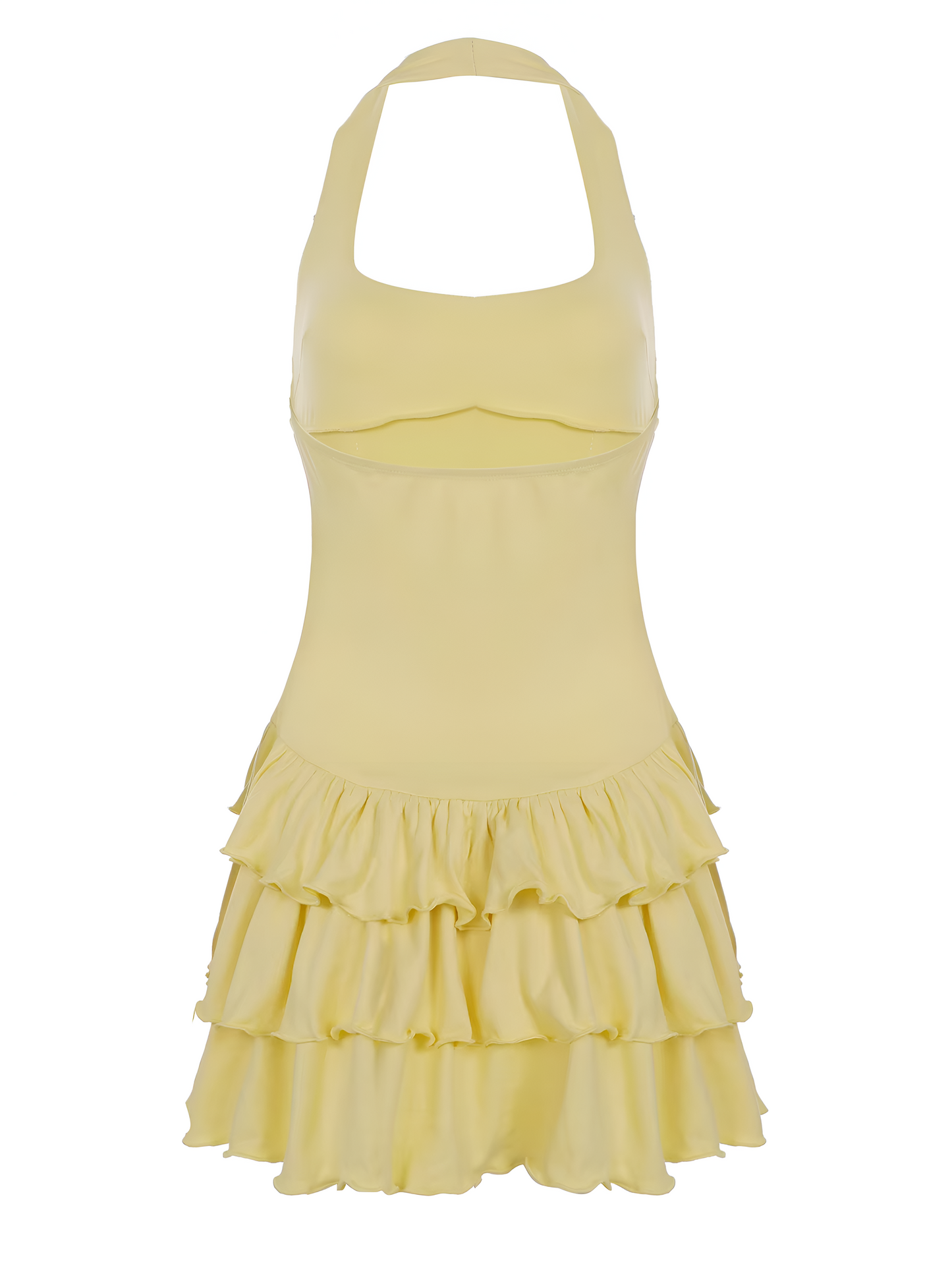 Vestido de Verano Bodycon Mini con Cuello Halter y Volantes para Mujeres