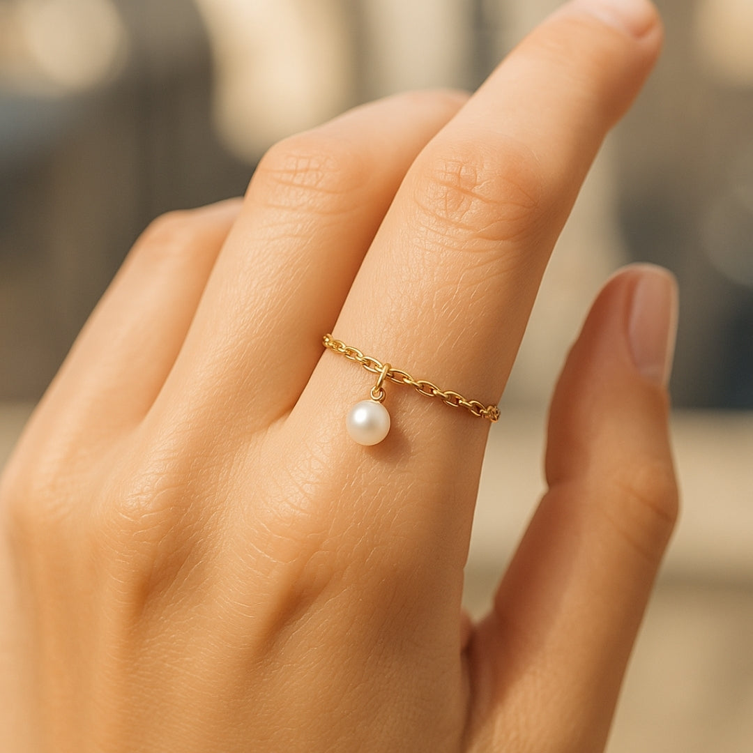 ANILLO VALENTINA ROCHE CADENA DELICADA CON PERLA