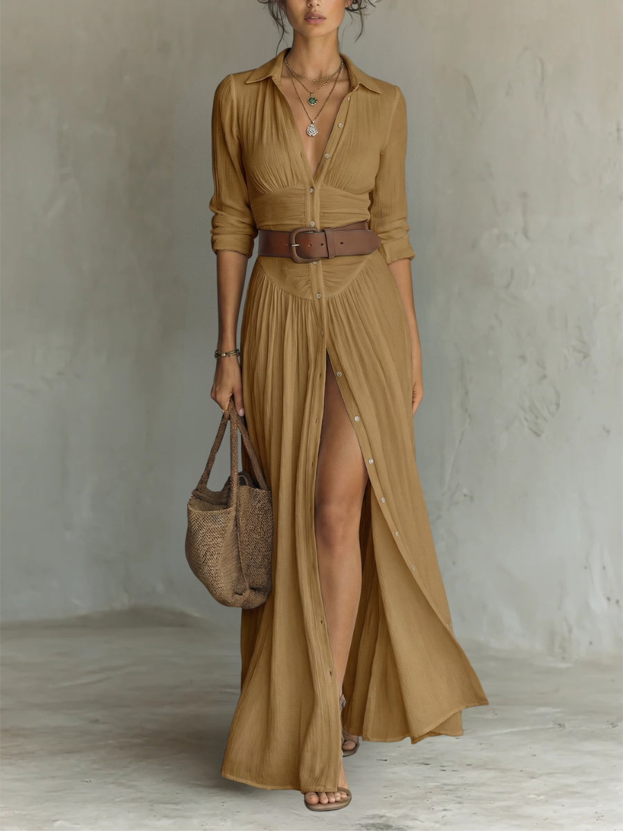 Suzanne - Maxi-kleid mit Reverskragen