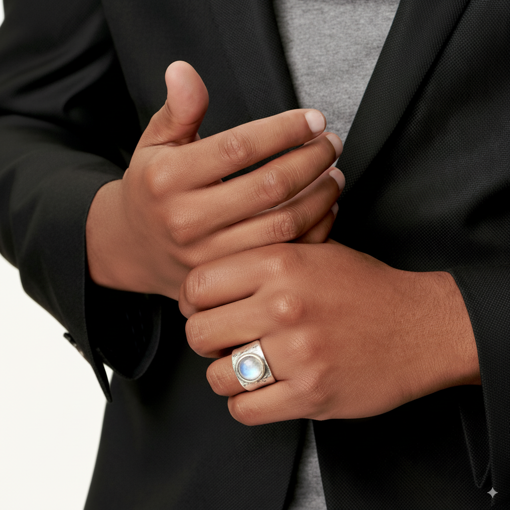 Anillo boho con piedra lunar