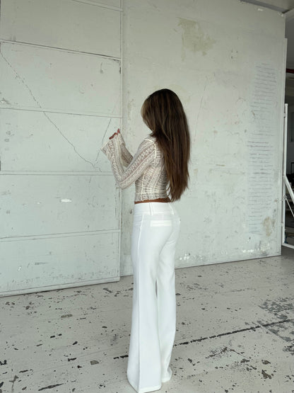 Pantalones de cintura baja Livia - Blancos