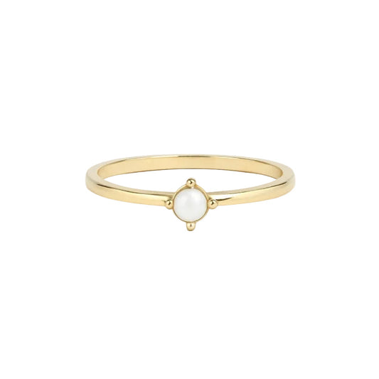 ANILLO VALENTINA ROCHE FINO DORADO CON PIEDRA CENTRAL BLANCA
