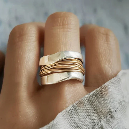 Anillo vintage de plata chapado en oro