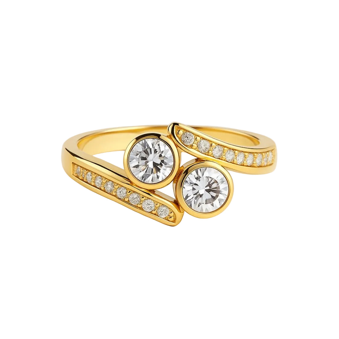 ANILLO VALENTINA ROCHE DOBLE ARO CON CIRCONITAS ENGASTADAS