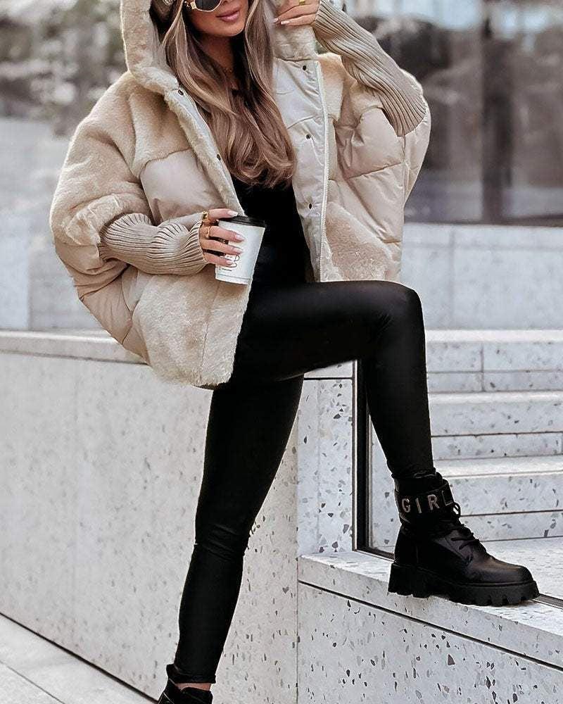 CHAQUETA ACOLCHADA EFECTO BORREGUITO