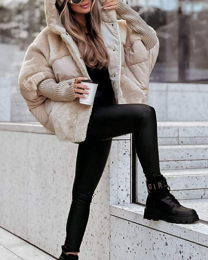 CHAQUETA ACOLCHADA EFECTO BORREGUITO