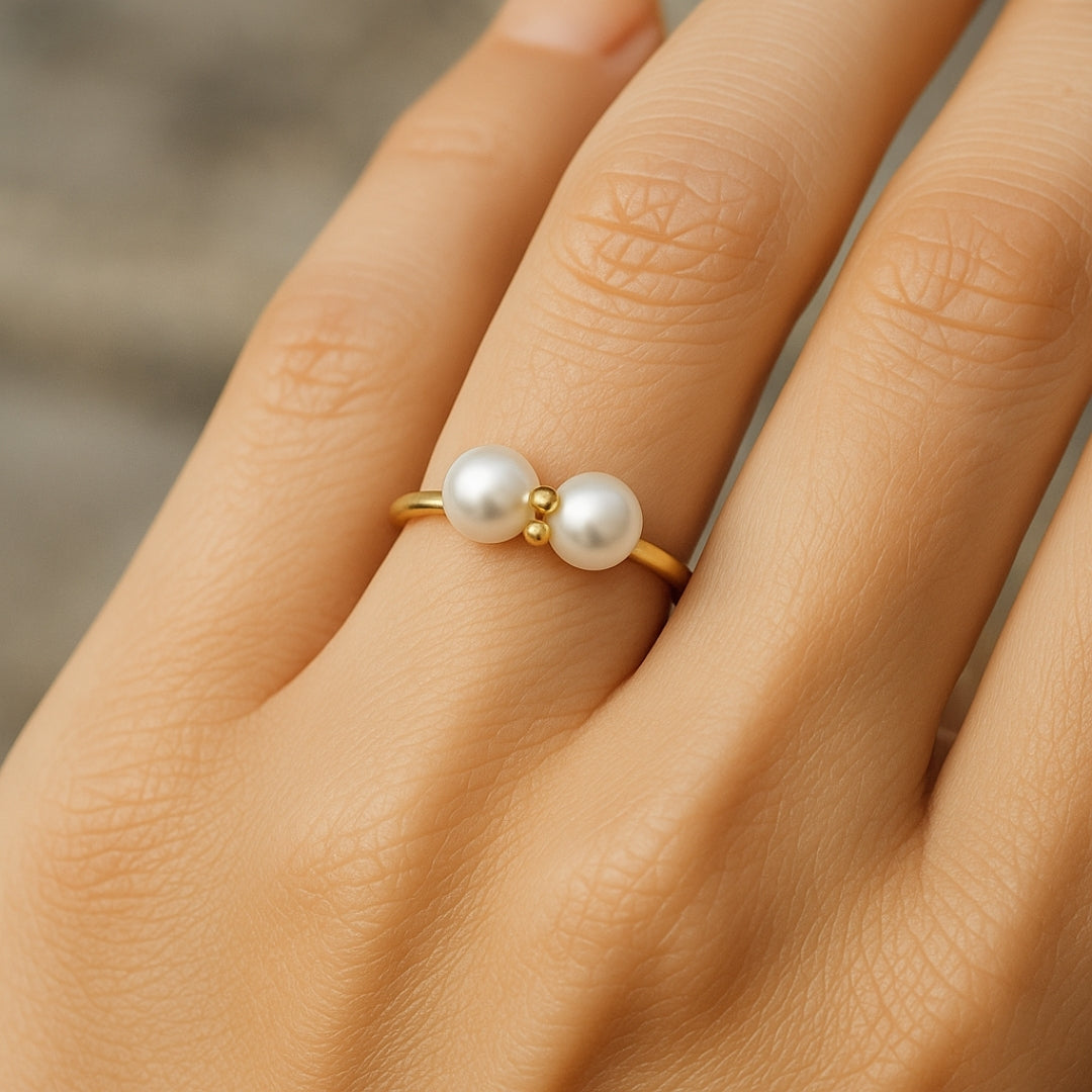 ANILLO VALENTINA ROCHE PERLA DOBLE CON CIRCONITA