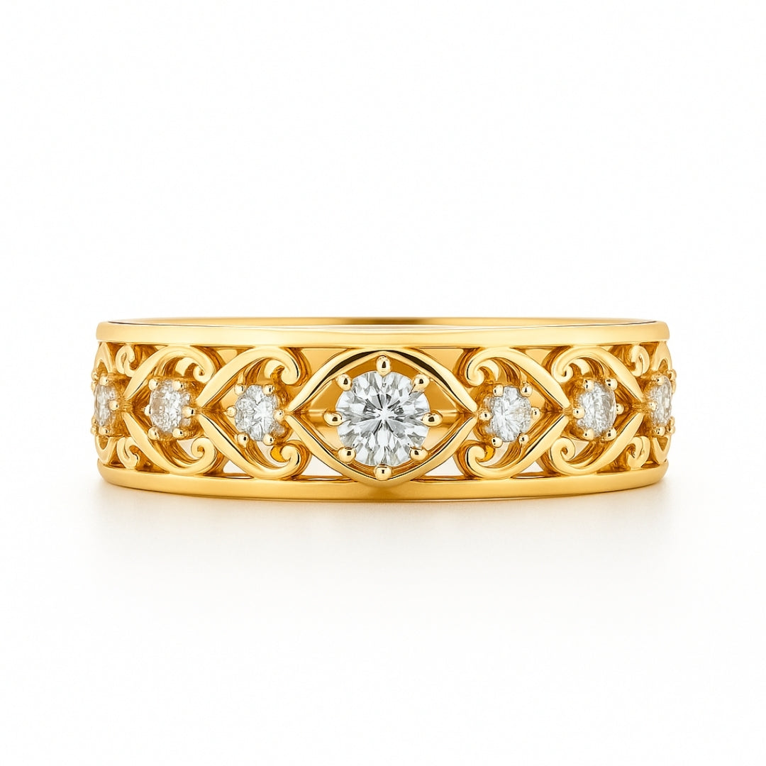 ANILLO VALENTINA ROCHE ENTRELAZADO DORADO CON CIRCONITA CENTRAL