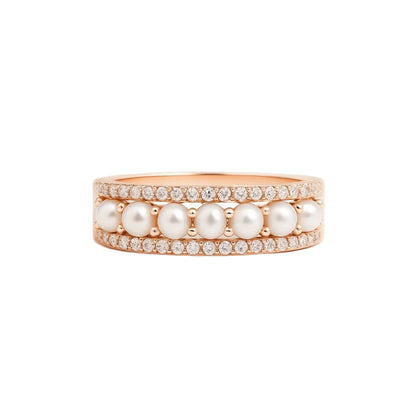 ANILLO VALENTINA ROCHE DOBLE ARO CON PERLAS Y CIRCONITAS
