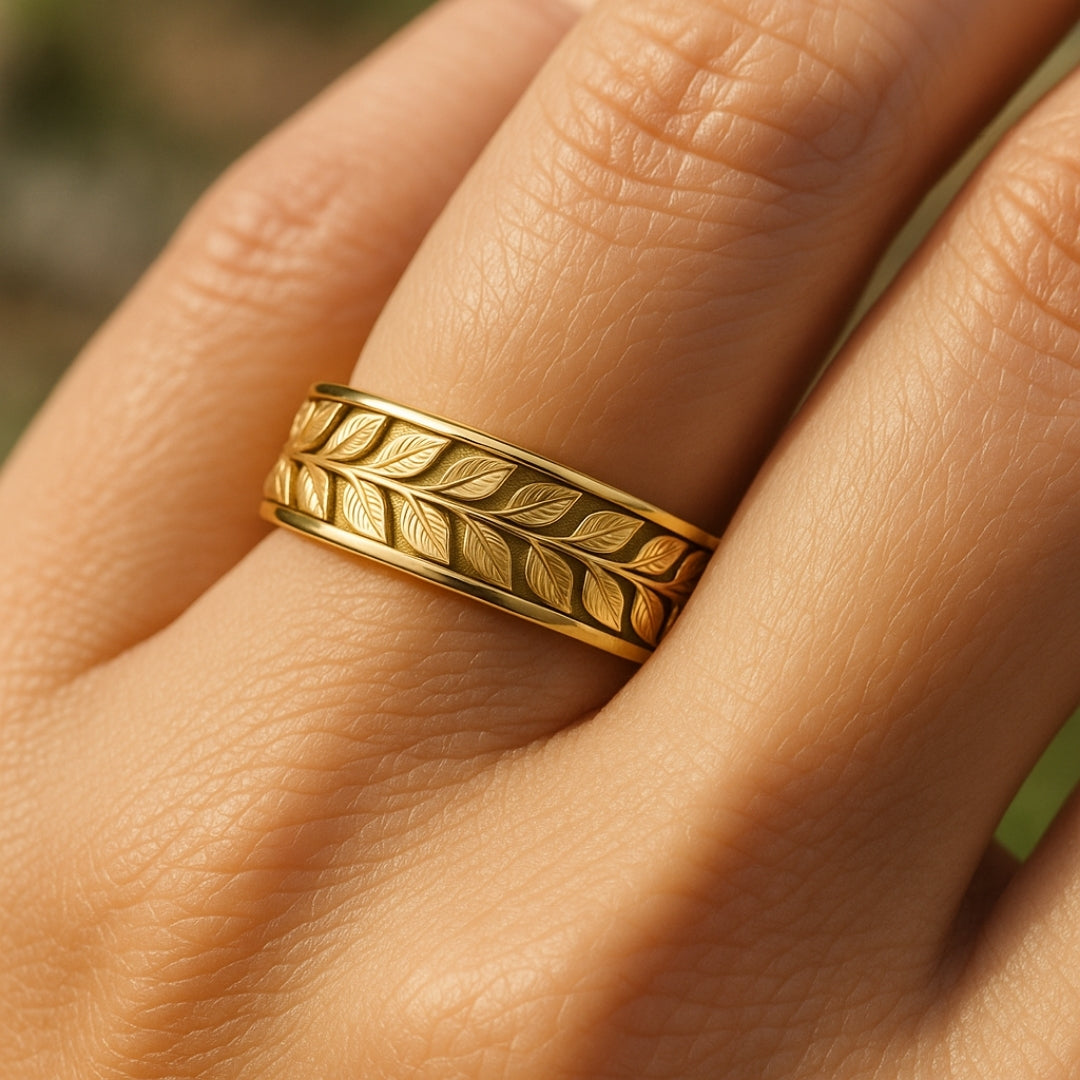 ANILLO VALENTINA ROCHE HOJAS DORADAS