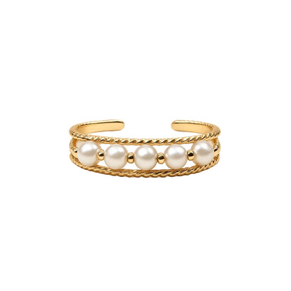 ANILLO VALENTINA ROCHE DOBLE ARO CON PERLAS Y CIRCONITAS