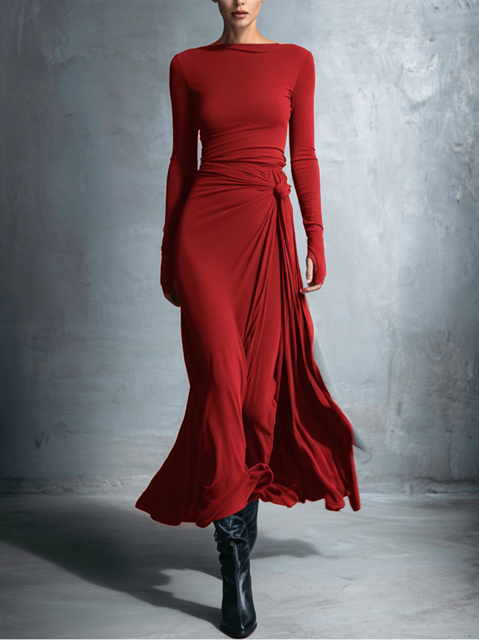 Joeena – Vestido maxi con nudo lateral