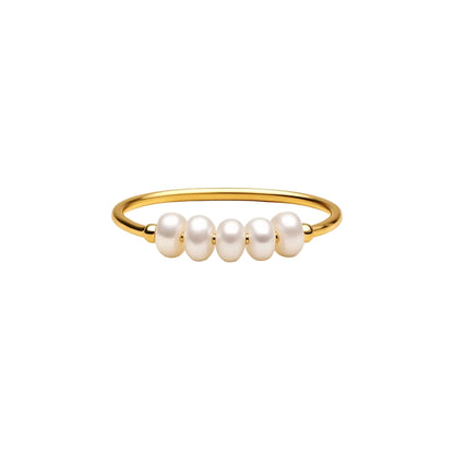 ANILLO VALENTINA ROCHE CINCO PERLAS DORADO