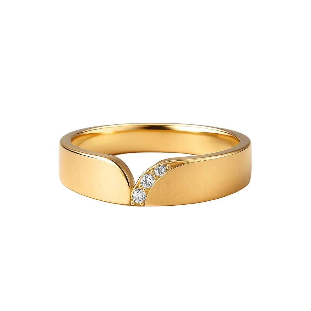 ANILLO VALENTINA ROCHE DORADO LISO CON DETALLE DE CIRCONITA