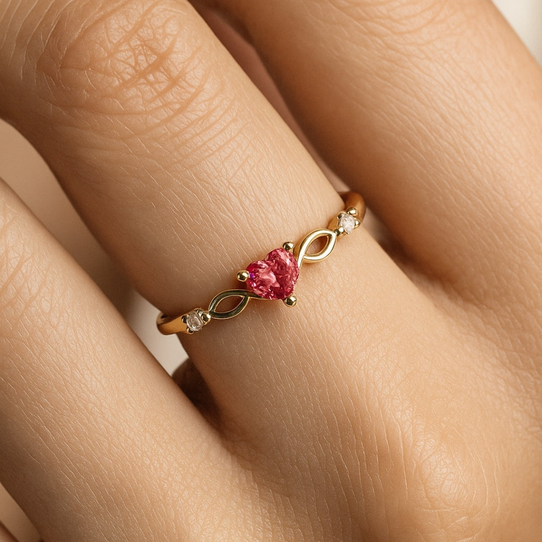ANILLO VALENTINA ROCHE DORADO CORAZÓN CON CIRCONITA DE COLOR