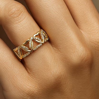 ANILLO VALENTINA ROCHE DORADO CALADO CON CIRCONITAS
