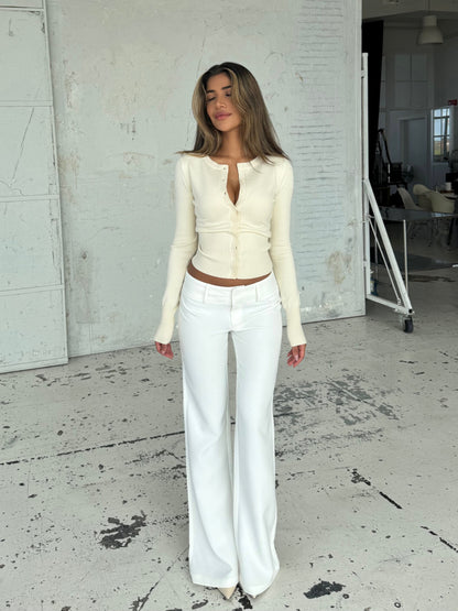 Pantalones de cintura baja Livia - Blancos