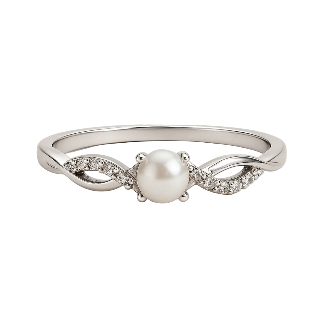 ANILLO VALENTINA ROCHE PERLA CENTRAL CON HOJAS Y CIRCONITAS