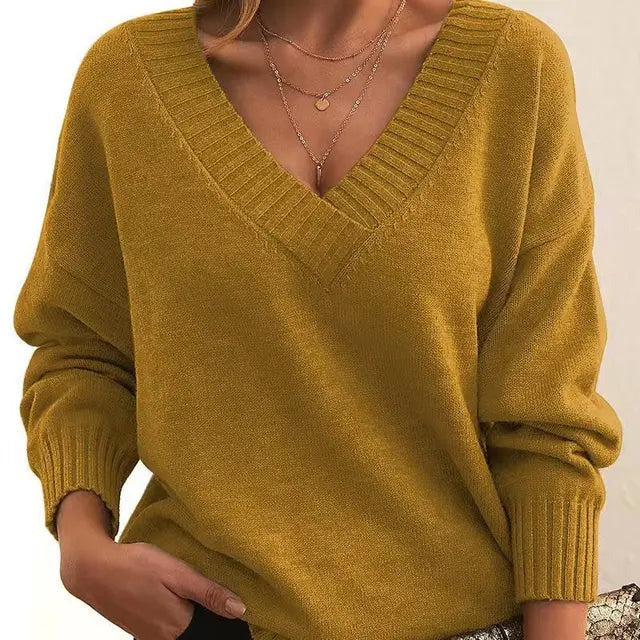Mordane – Suéter elegante de manga larga con escote en V
