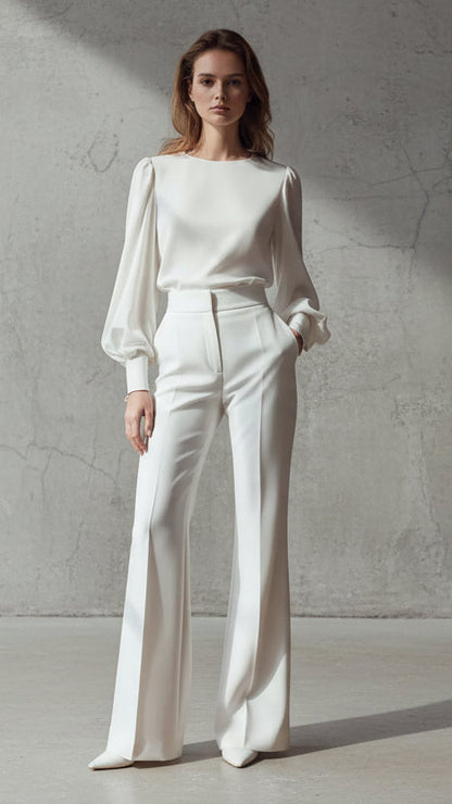 PANTALÓN VALENTINA ROCHE BLANCO ELEGANTE