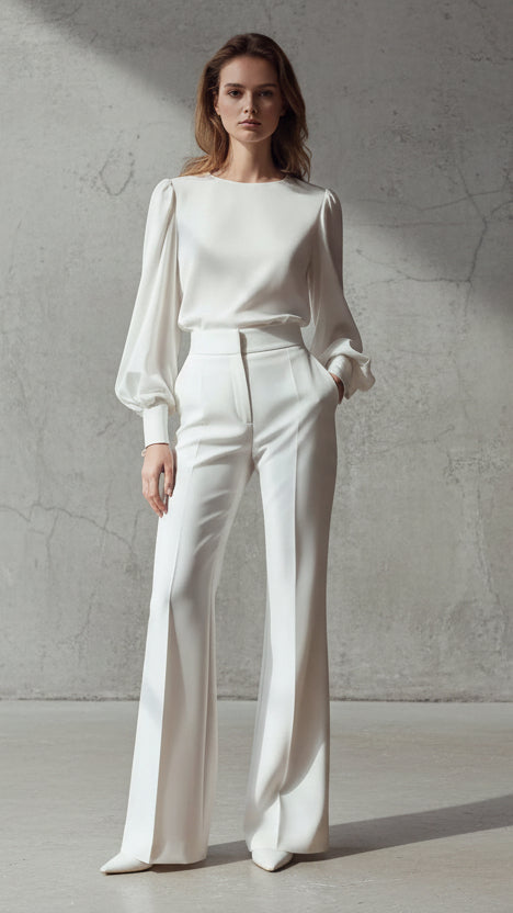 PANTALÓN VALENTINA ROCHE BLANCO ELEGANTE