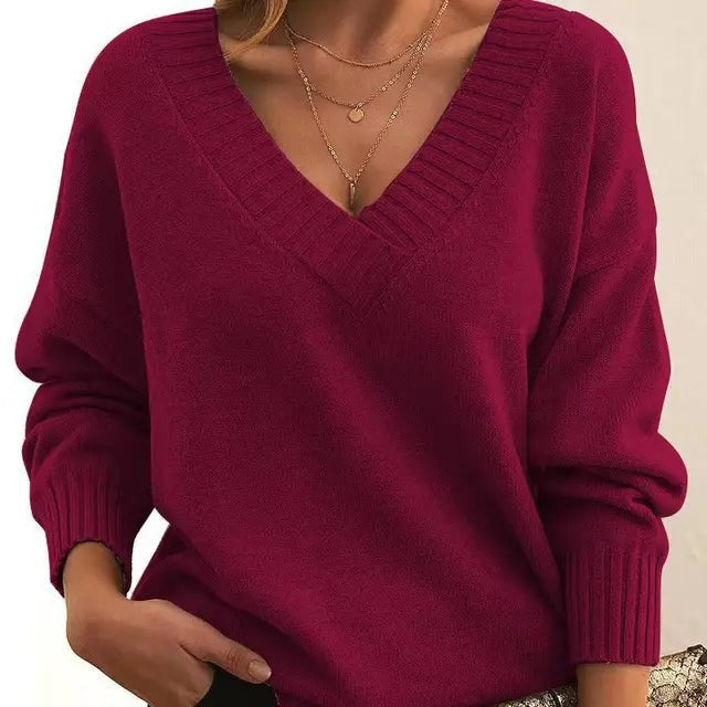 Mordane – Suéter elegante de manga larga con escote en V