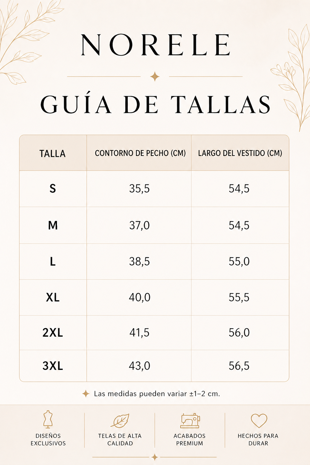 Guía de tallas