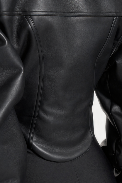 Solange - Chaqueta corsé con mangas remachadas de cuero - Negro
