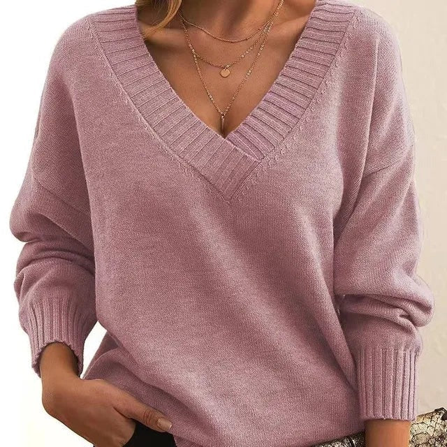 Mordane – Suéter elegante de manga larga con escote en V
