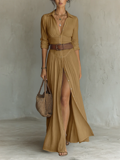 Suzanne - Maxi-kleid mit Reverskragen