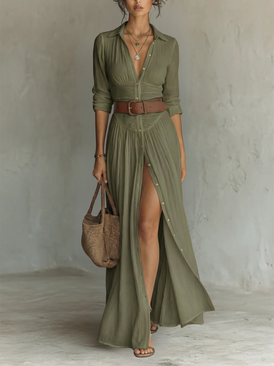 Suzanne - Maxi-kleid mit Reverskragen