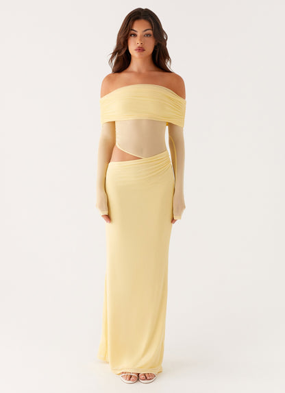 VESTIDO LARGO OFF SHOULDER ELEGANTE CON CORTE LATERAL