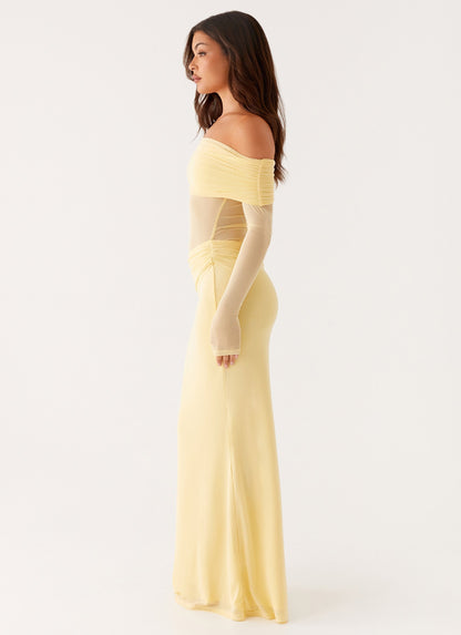 VESTIDO LARGO OFF SHOULDER ELEGANTE CON CORTE LATERAL