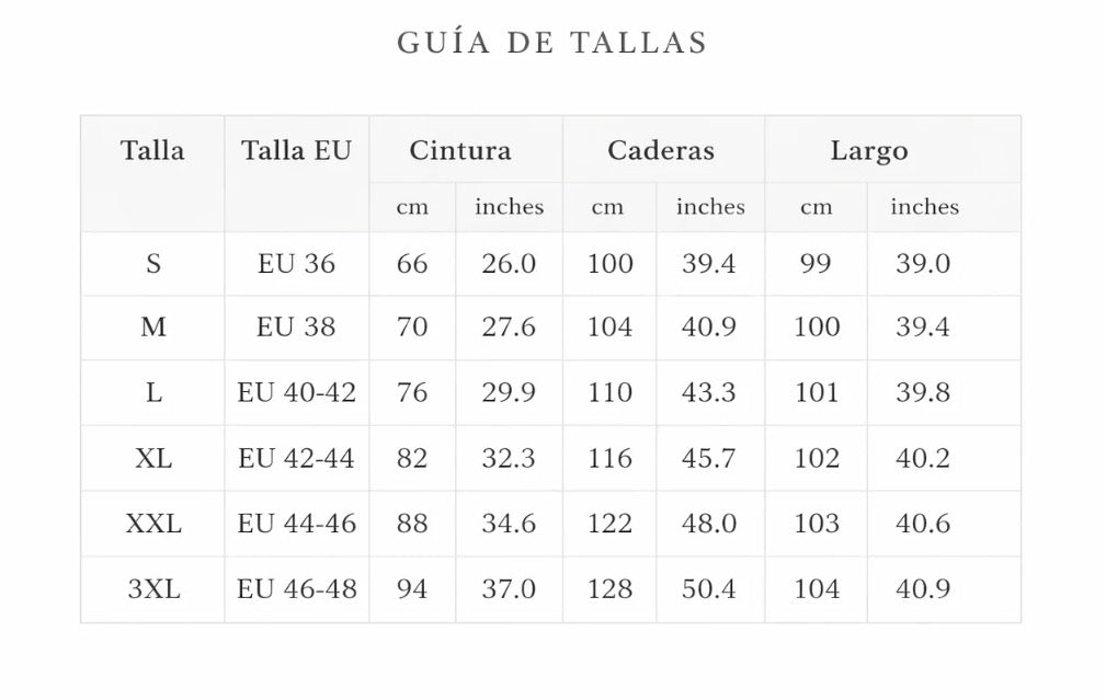 Guía de tallas