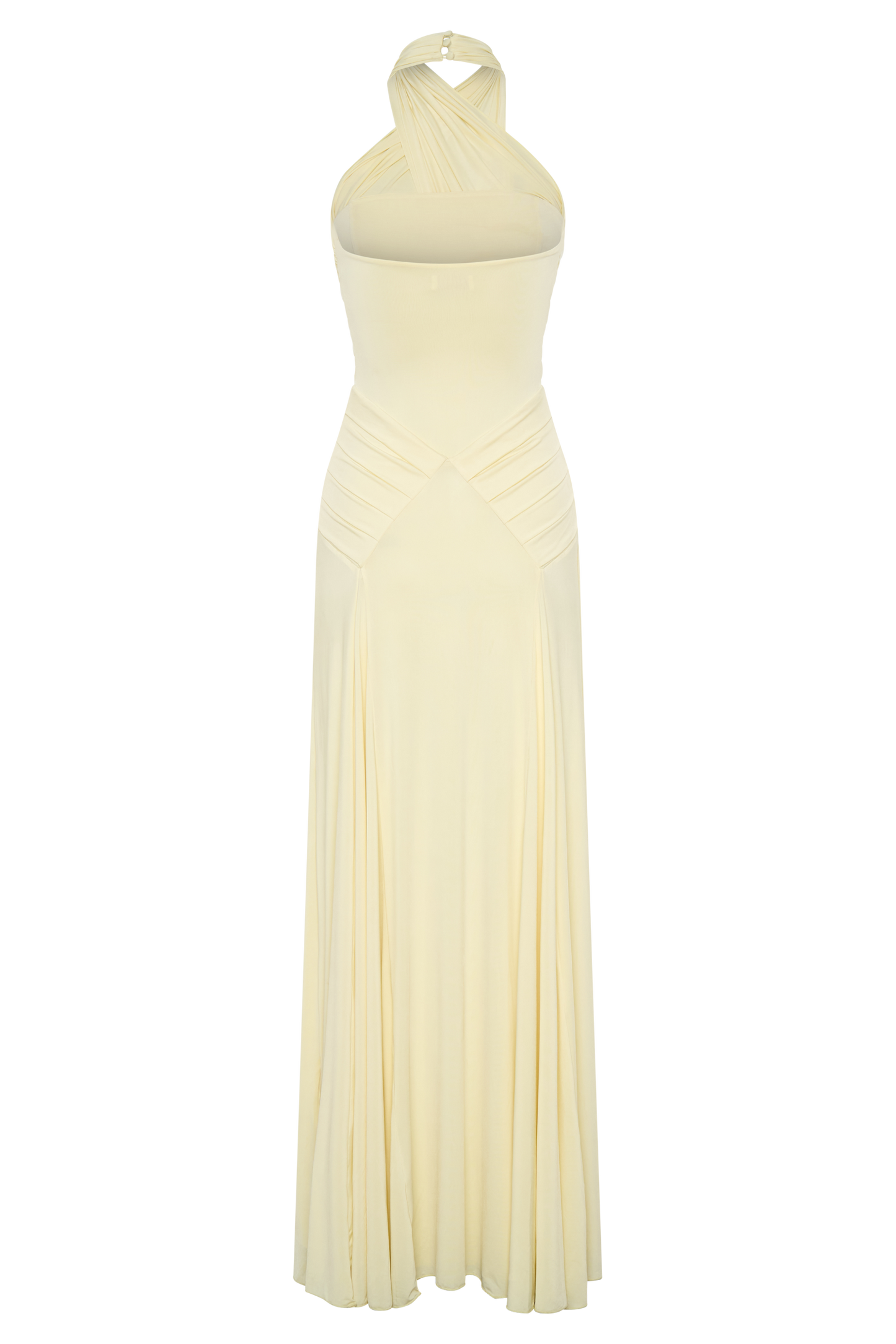 Vestido largo halter fruncido Indira - Limón