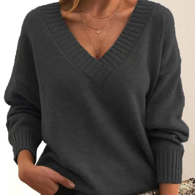 Mordane – Suéter elegante de manga larga con escote en V