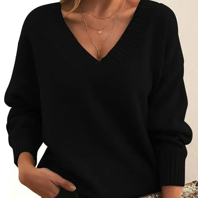 Mordane – Suéter elegante de manga larga con escote en V