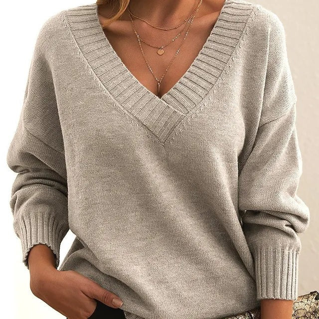 Mordane – Suéter elegante de manga larga con escote en V