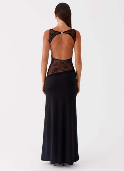 VESTIDO LARGO ELEGANTE CON DETALLE DE ENCAJE
