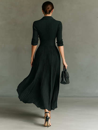 VESTIDO LARGO PLISADO ELEGANTE PARA MUJER