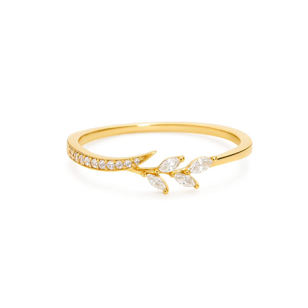 ANILLO VALENTINA ROCHE DORADO ENTRELAZADO CON CIRCONITAS