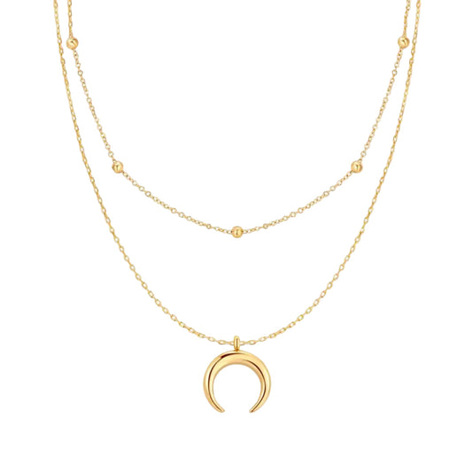 COLLAR VALENTINA ROCHE DORADO DOBLE CON LUNA