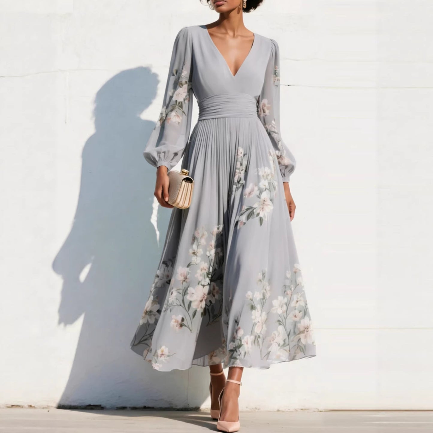 Rosa | Frische Blütenpracht Midi-Kleid