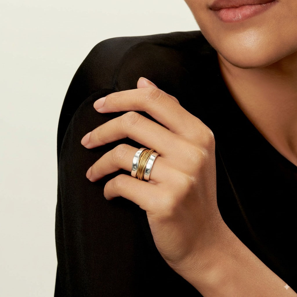 Anillo vintage de plata chapado en oro