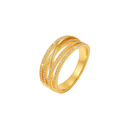 ANILLO VALENTINA ROCHE DORADO MULTIBANDA CON CIRCONITAS