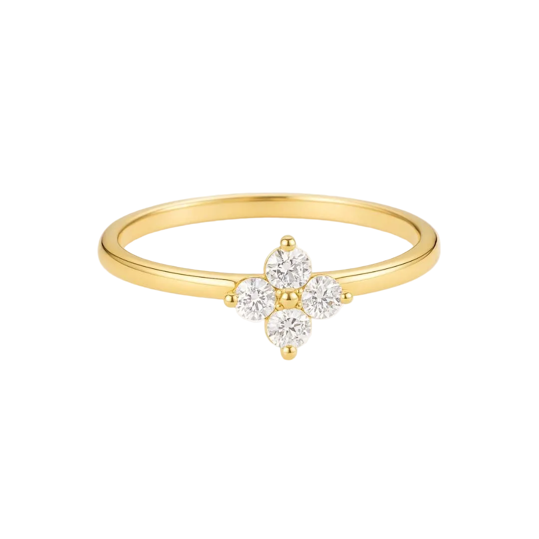 ANILLO VALENTINA ROCHE FLOR DORADA CON CIRCONITAS