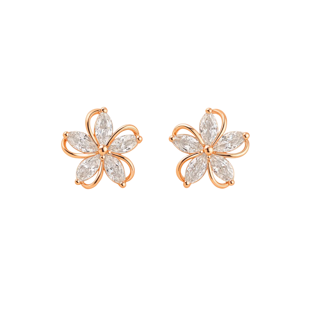 PENDIENTES VALENTINA ROCHE FLOR DORADA CON CIRCONITAS
