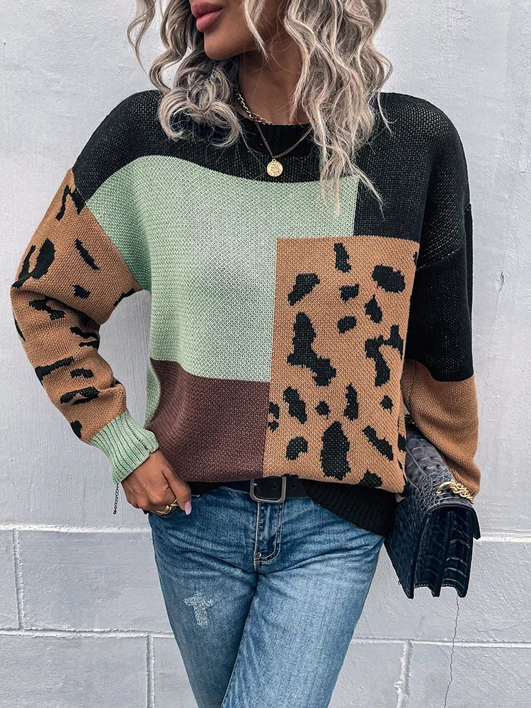 Katren – Suéter de punto con estampado de leopardo