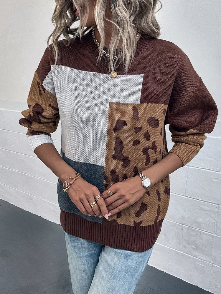 Katren – Suéter de punto con estampado de leopardo