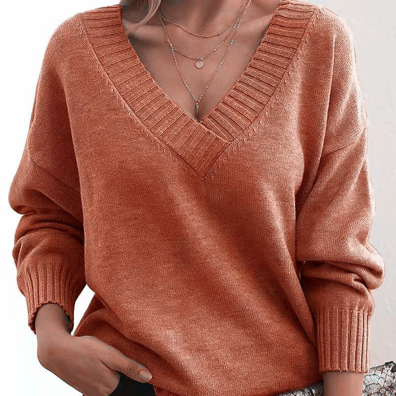 Mordane – Suéter elegante de manga larga con escote en V